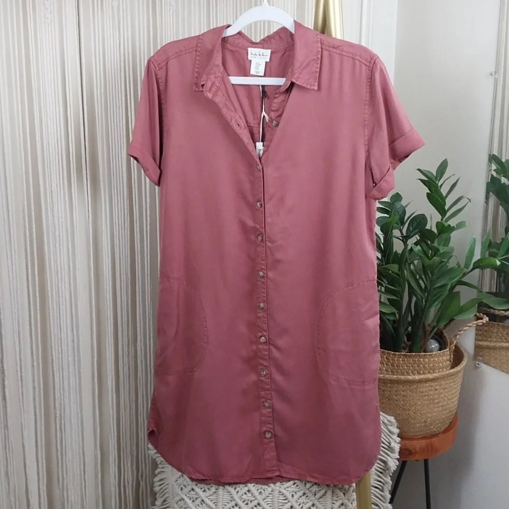 NWT Nicole Miller New York Women's Size Medium Casual Button Down Dress - Picture 1 of 7